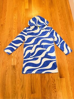Boden Blue & White Wave Hooded Kids Swim Coverup - NWT- Size 7/8
